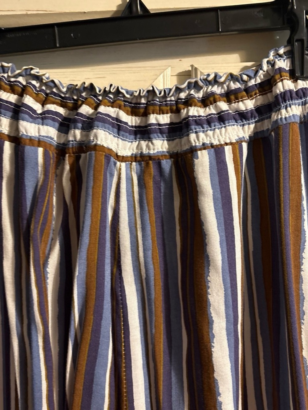New Look Striped Wide-Leg Pants in Blue, White & Brown